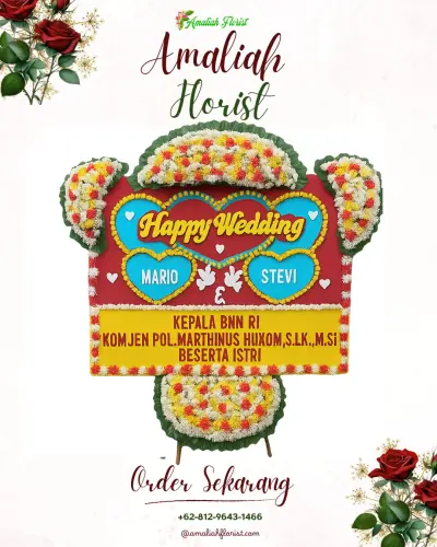 Karangan Papan Bunga Pernikahan di Segiri